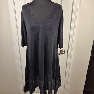 ​Eileen Fisher Black Linen Silk Trapeze Tunic Top S Quiet Luxury
